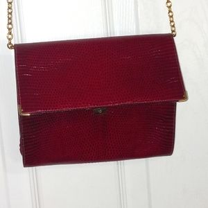 Rare vintage Salvatore Ferragamo red snake skin pattern purse gold chain